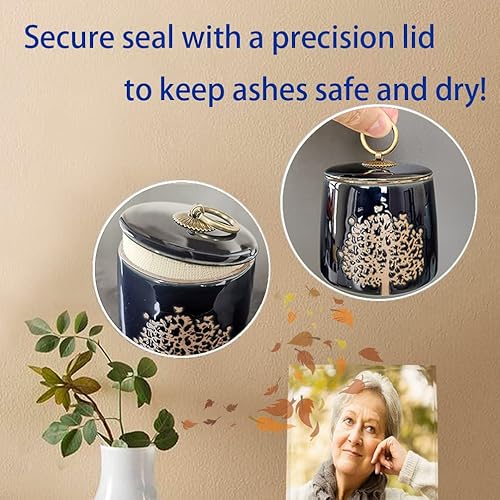 Miniatura 9 de Urnas de cremación pequeñas para cenizas humanas, adultos, macho, hembra, árbol de la vida, urnas decorativas azules, mini urna para mascotas para