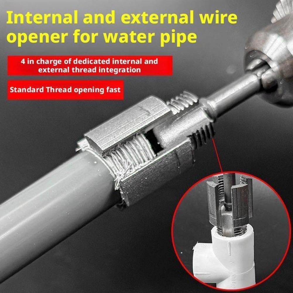 Integrated Internal & External Pipe Threading Tool, Electric Drill Compatible PVC Pipe Threader Kit, Plastic Pipe Threading Tool Kit Rethreading Tool for 1/2