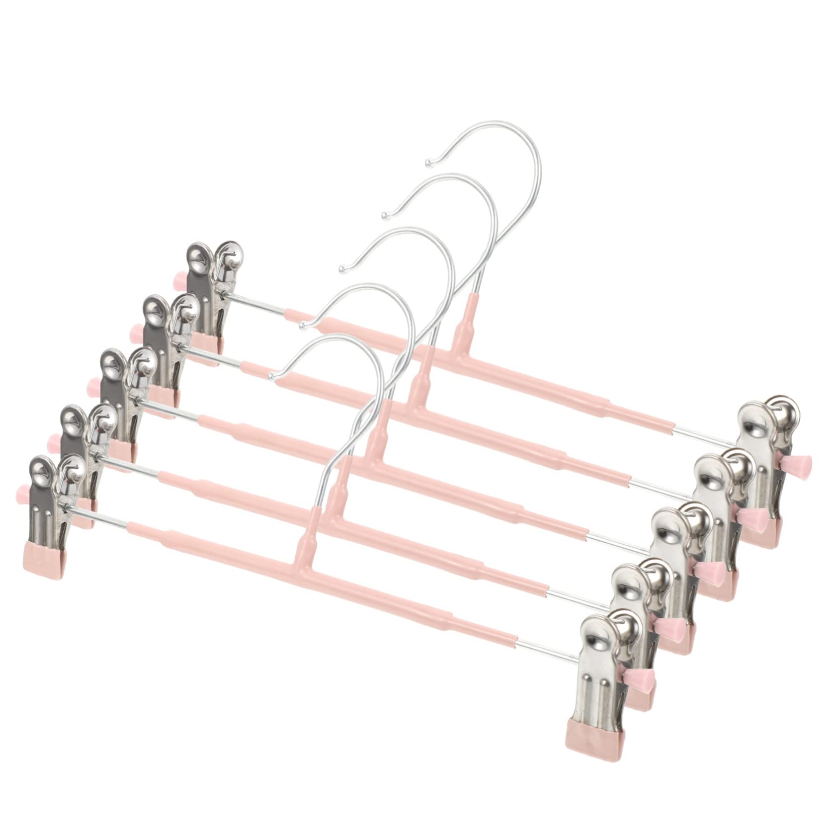 Sosoport 5Pcs Heavy Duty Telescopic Clothes Hanger Non Slip Double Clip Design for Jeans Skirts and Pants Space Saving Home Accessories Nordic