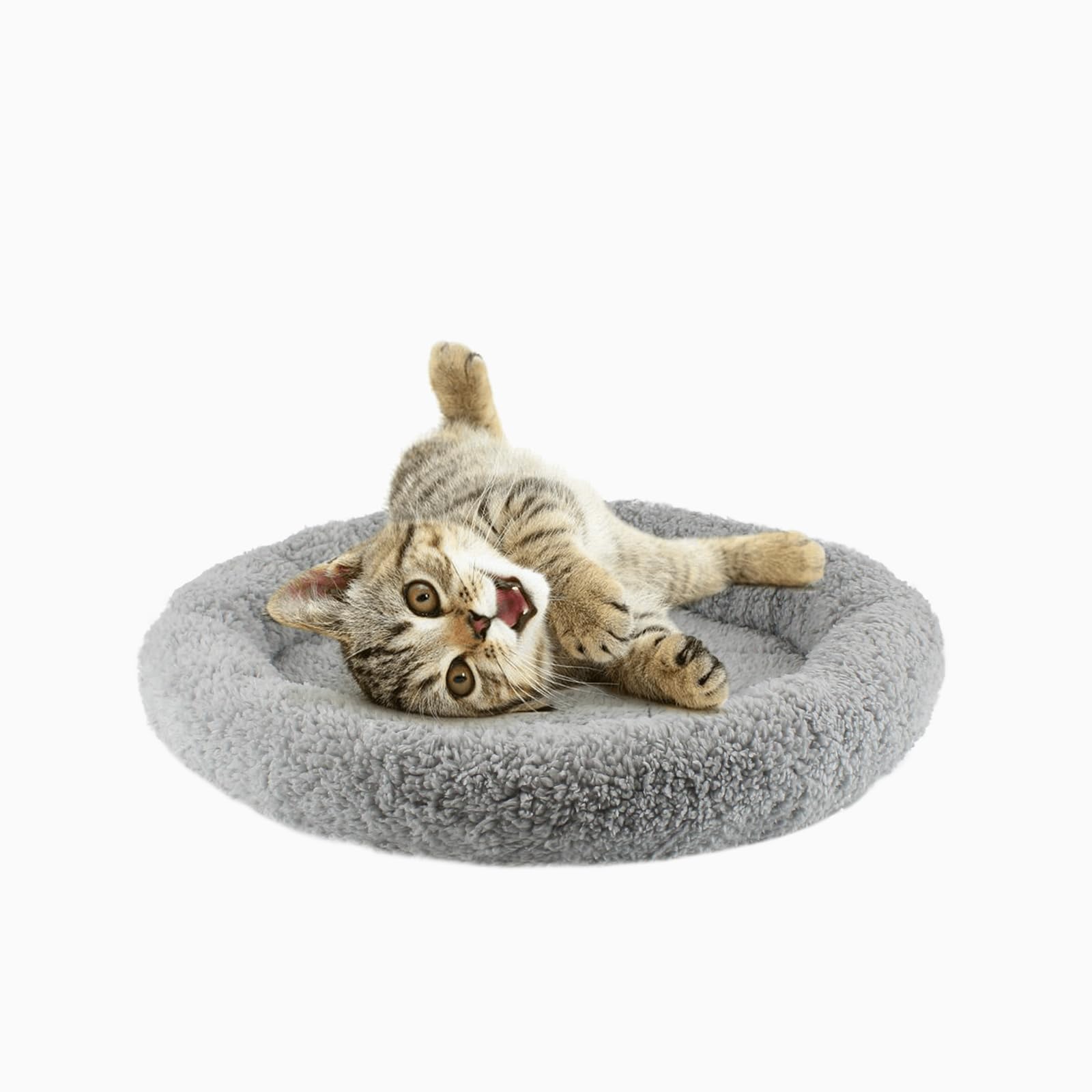 Billionchains Round Cat Bed Washable Cat Donut Bed with Non-Slip Bottom Comfortable Soft Pet Bed for Indoor Cats/Gray （Diameter: 11.81"）