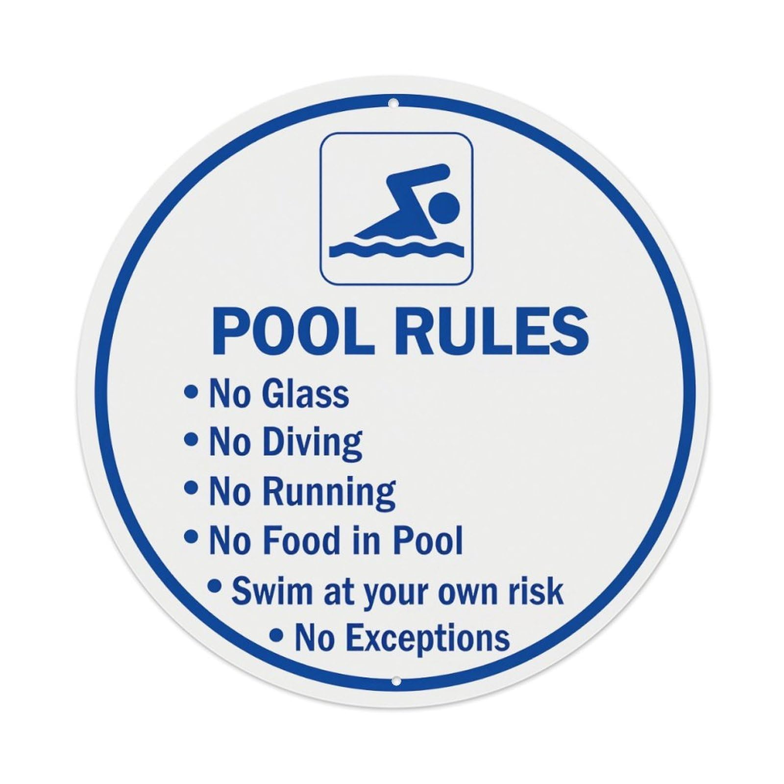 Pool Rules Sign With Swim Icon Metal Tin Sign Vintage Garden Bedroom Cafe Bar Man Cave Home Wall Decor Metal Poster 8x8 inches