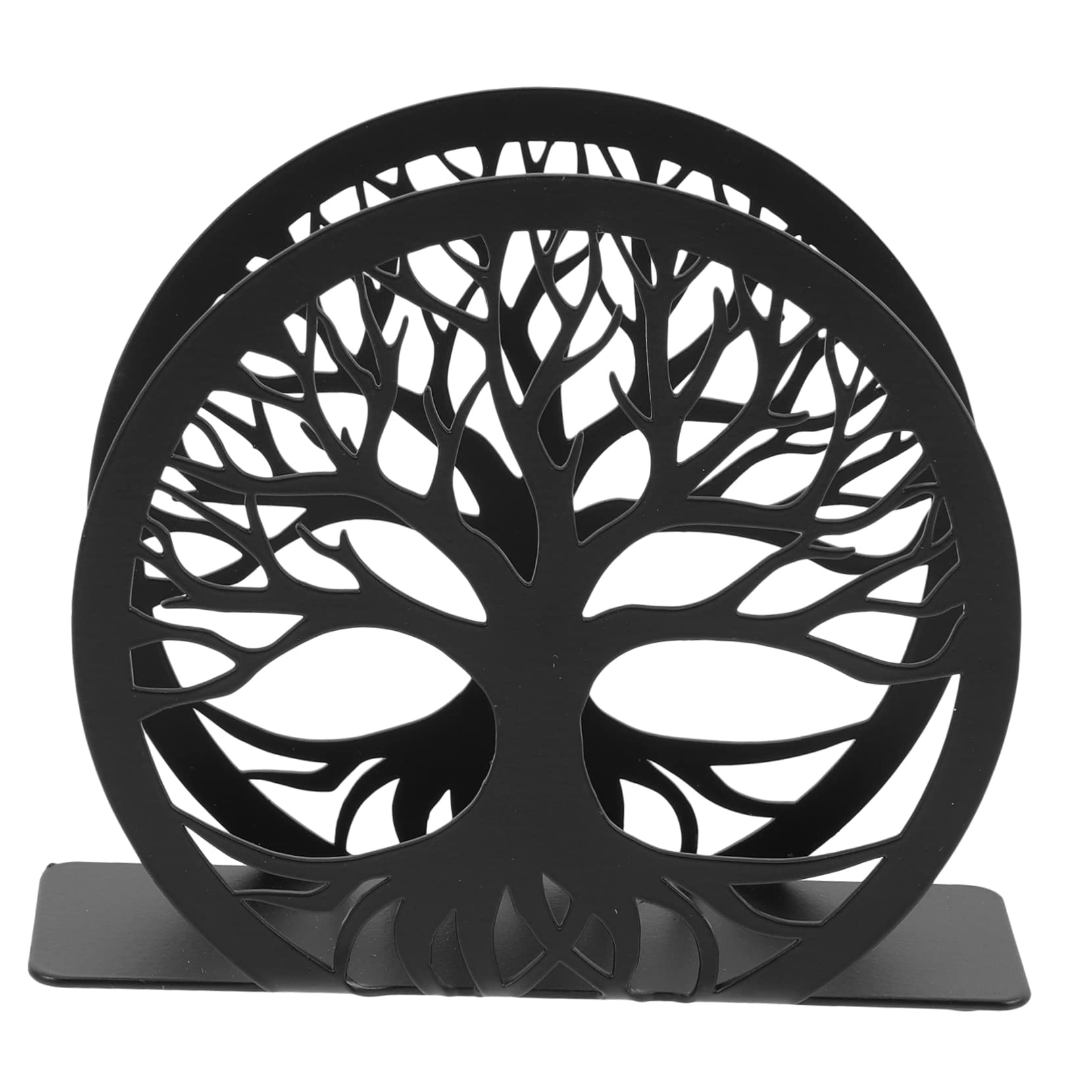 Servilletero Metálico Negro de Acero Inoxidable, Diseño Hueco Moderno