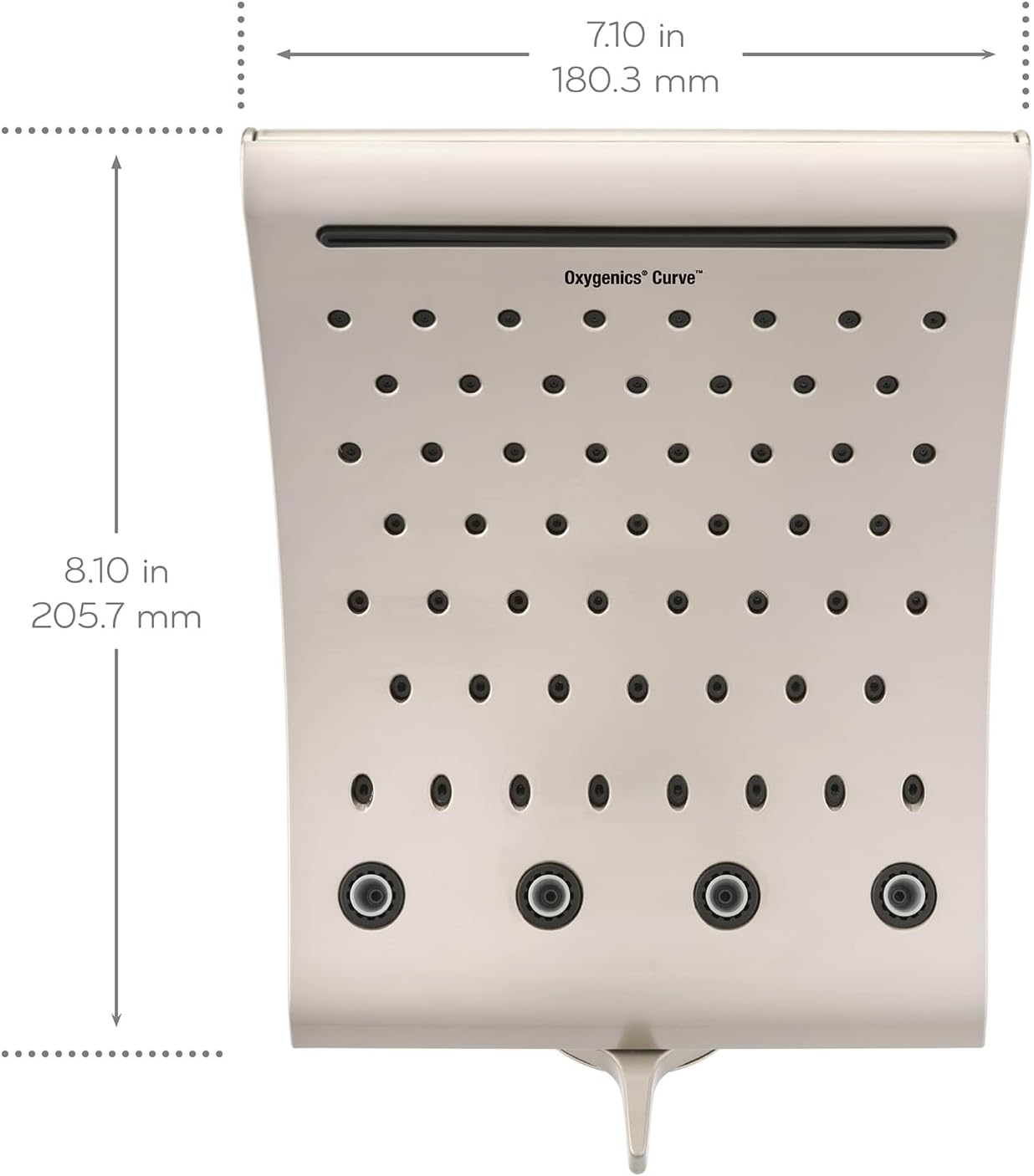 Oxygenics Curve 3-Setting Brushed Nickel Rain Shower Head