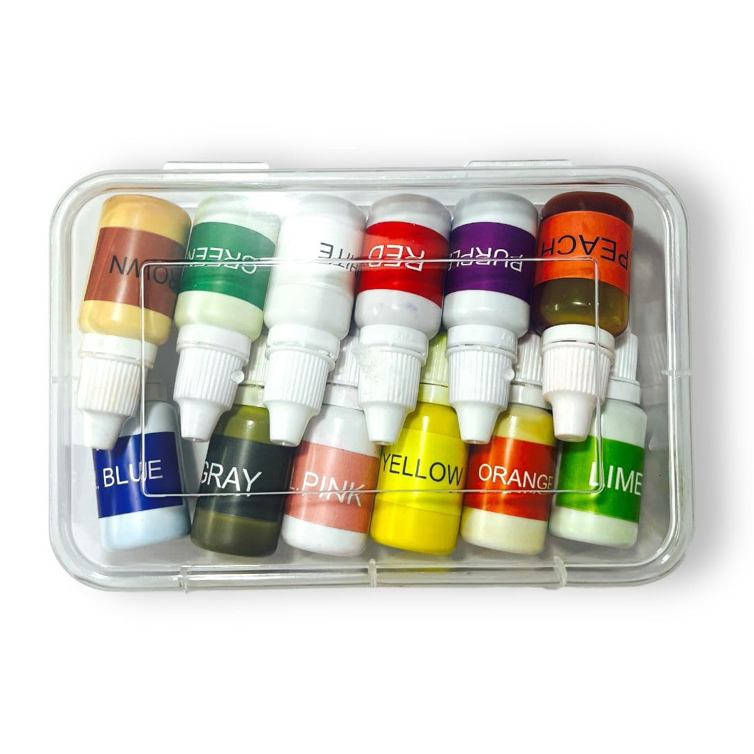 UKIYO international® - Pigment Color for Candle Making 15 ML Each Wax Dye Pastel Colour Liquid Set of 12 Colors