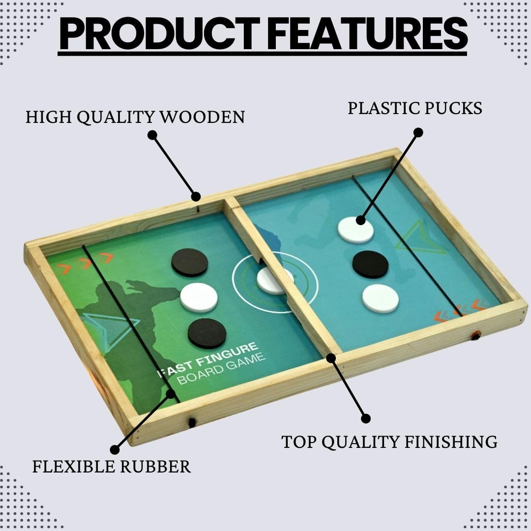 Signamio 3in1 Fastest Finger First String Sling Puck Air Ice Hockey, Ludo, Snake Wooden Board Games Set for Kids 10 Years - DN-1 3