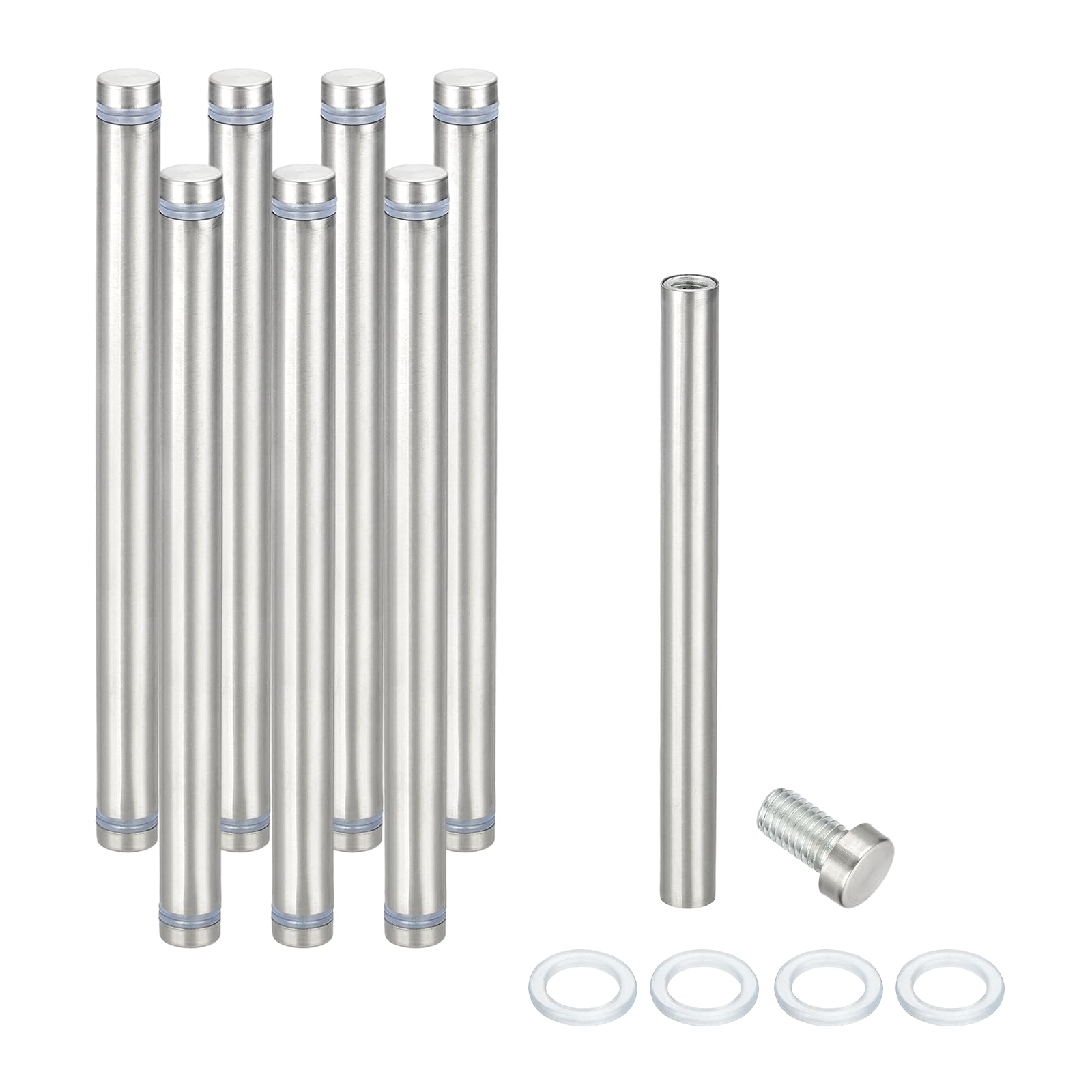 PATIKIL 1/2" x 5.9" Standoff Screws, 8Pcs Stainless Steel Double Head Screw Stand Off Wall Mount Hardware Advertising Nail for Hanging Acrylic Picture Frame