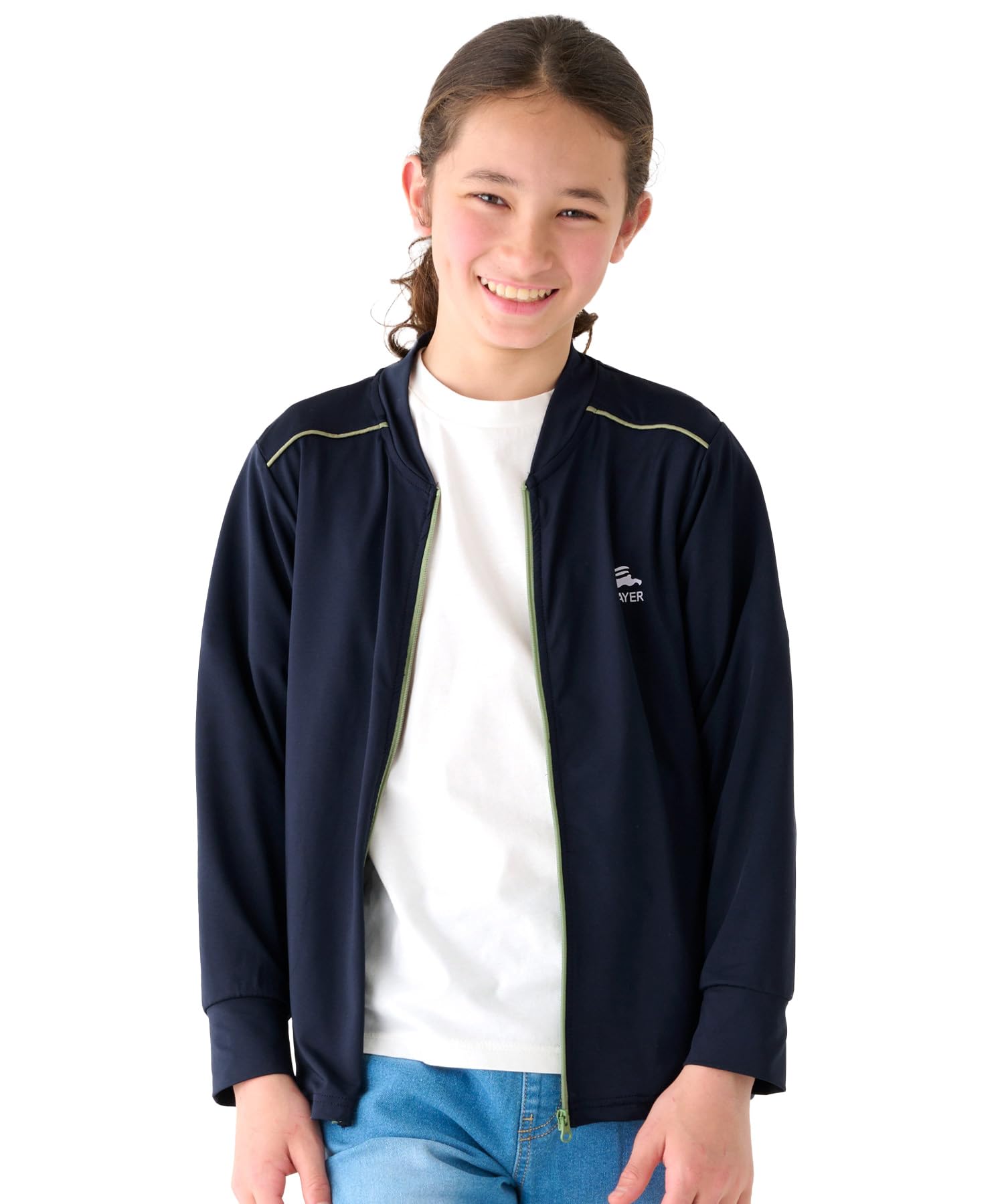 [クリフメイヤー] UVカット ラッシュガード ジャケット 水着 ロゴ 長袖 キッズ ジュニア 子供服 男女兼用