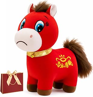 Year of The Horse 2026 Plush – 20/25/30/40/50cm Premium Soft Plush Toy, Horse Plushie Figurine, ucky Chinese Lunar New Year Mascot Zodiac Ornament Gift for Home Tabletop Office Decor (Sad,30cm)