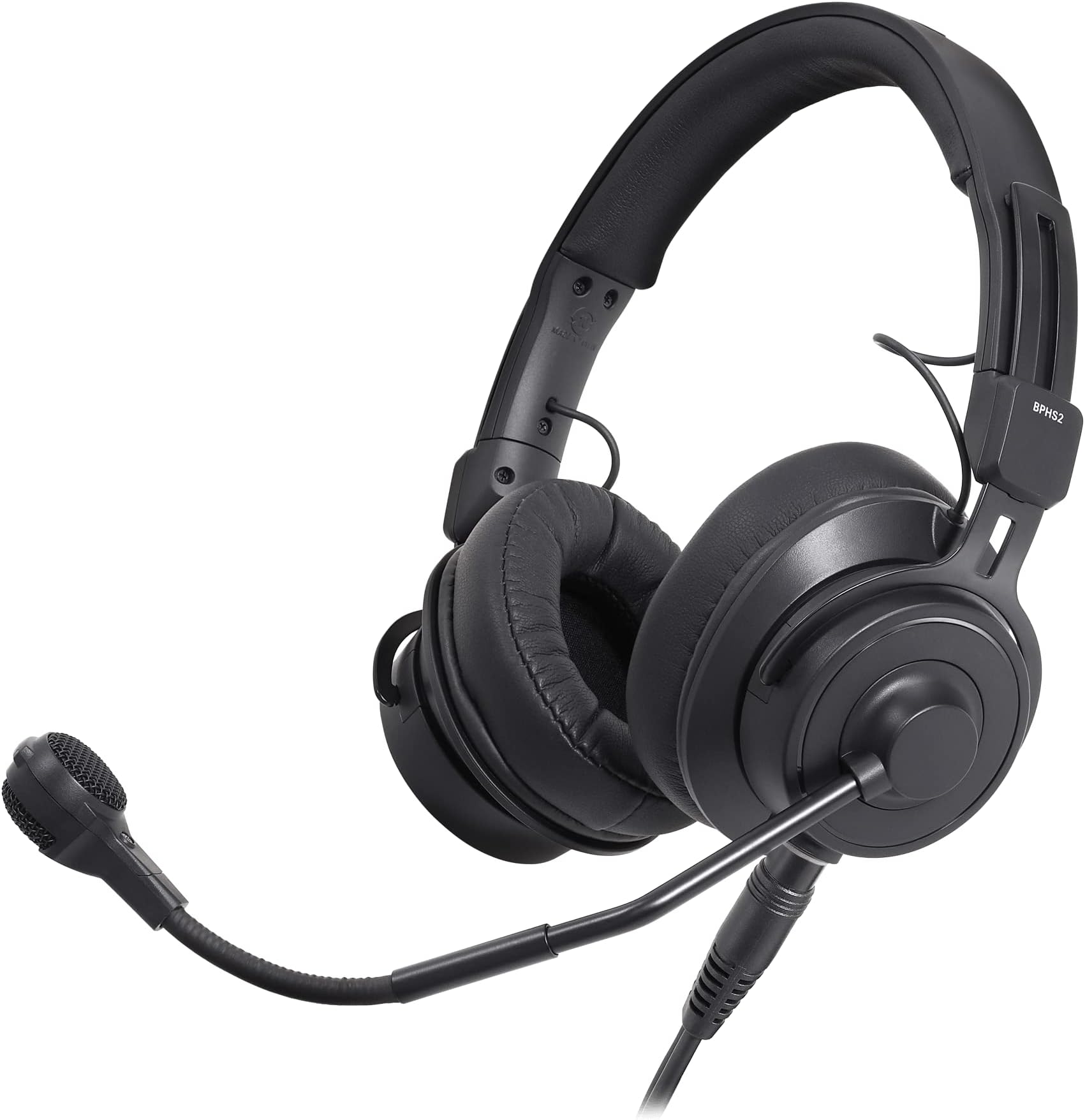 Audio-Technica BPHS2 Broadcast Stereo Headset with Hypercardioid Dynamic Boom Microphone Black