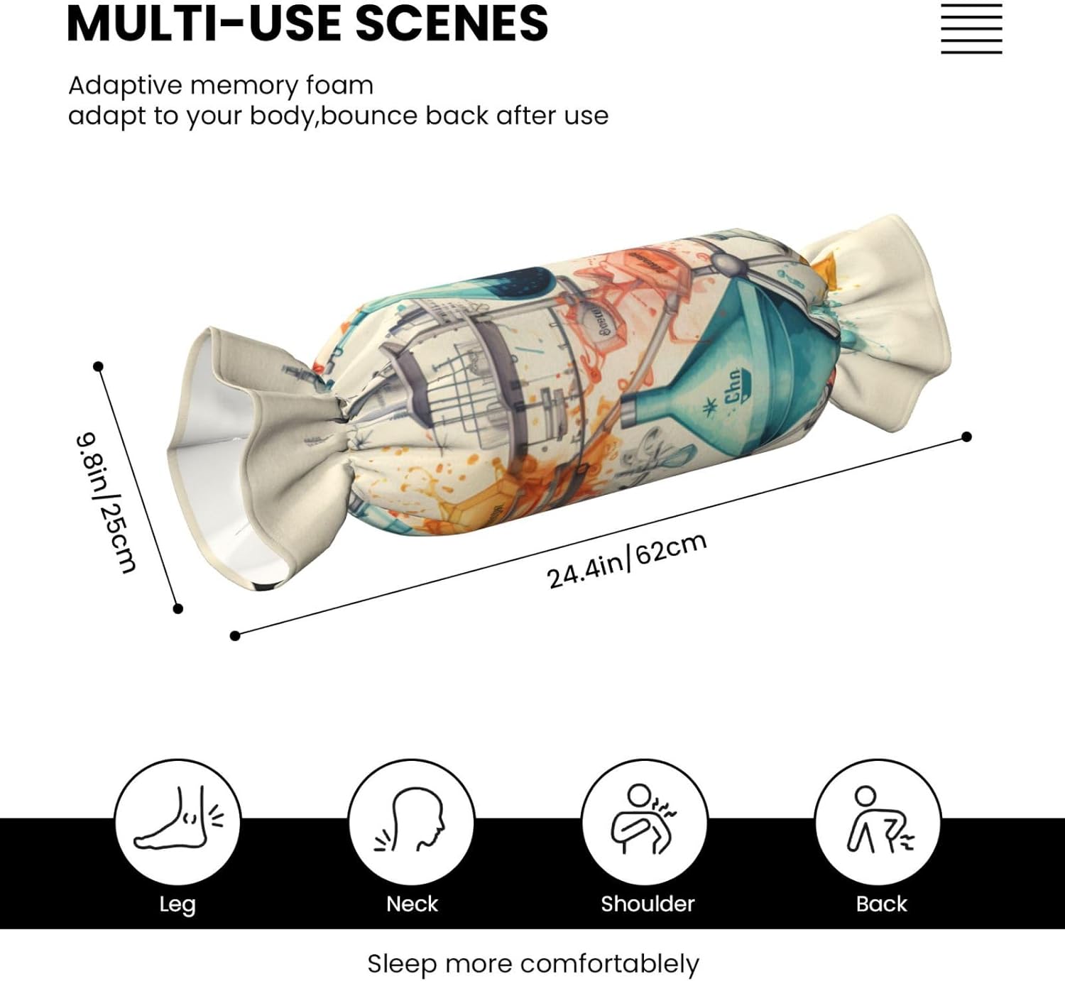 Chemistry Print Print Candy Cylindrical Comfortable Pillow Throw Pillows Home Decor Easy Maintenance