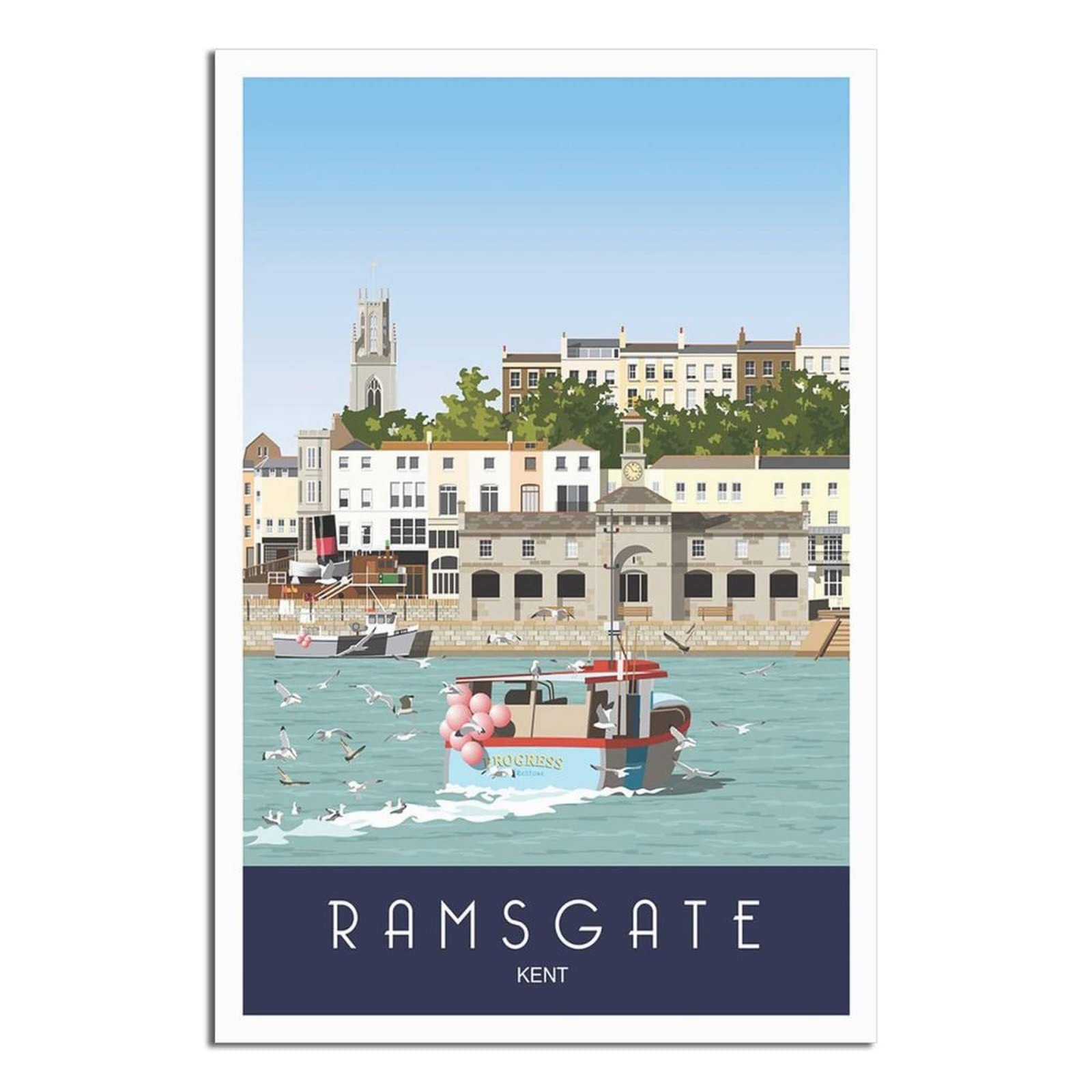 Uejd Unframe-Style Vintage Ramsgate Kent Coast Travel Poster Decorative Posters Modern Bedroom Canvas Art Poster Picture Painting Posters Wall Decor Art Gift