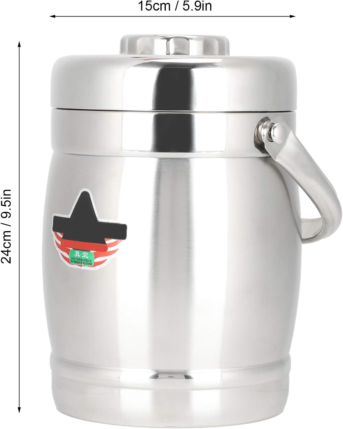 Tyenaza Lunch Bento Box, 2L Stainless Steel Vacuum Insulated Bento Box Food Container Barrel Shaped Lunch Box for Travel Camping Picnic