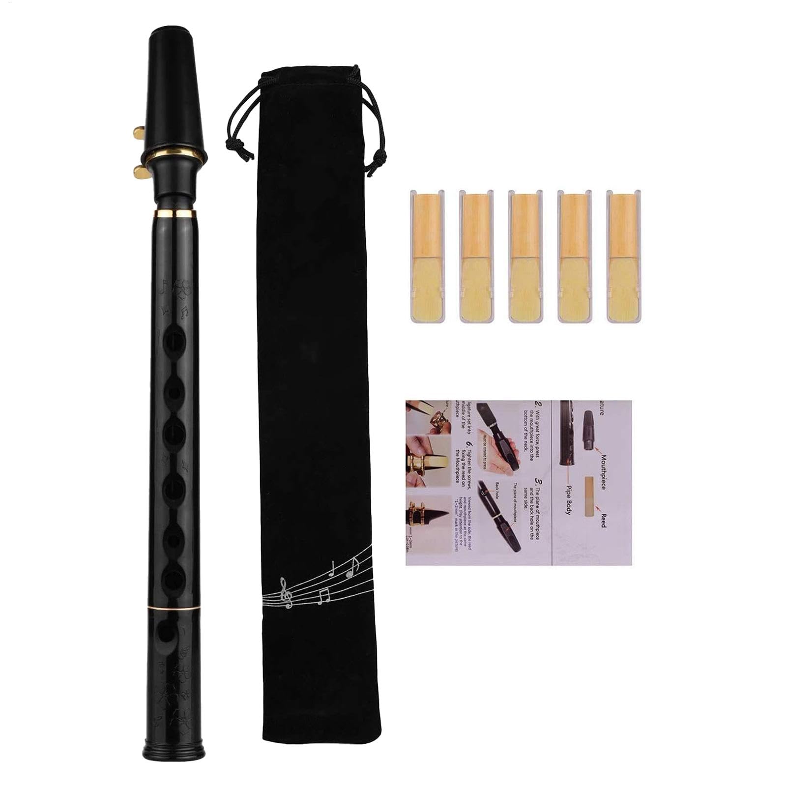 Saxofón de bolsillo de viaje, saxofón de bolsillo Clave C de 8 hoyos Saxo | Herramienta de práctica compacta para principiantes, instrumentos de viento de madera fácil de tocar, incluye cañ