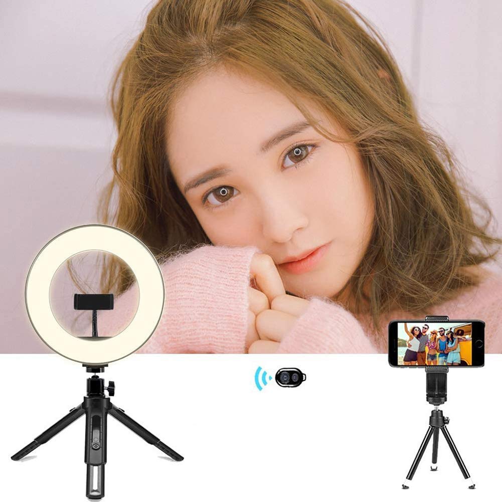 Anello Luminoso LED da 10 Pollici Selfie Ring Light con 3 modalità di Illuminazione Dimmerabile LED Camera Desk Ring Light Kit con treppiede e Supporto per Cellulare