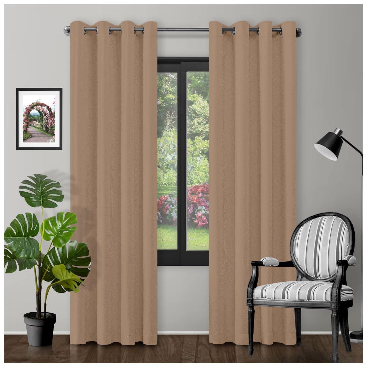GC GAVENO CAVAILIA Modern Blackout Curtains, Latte, 66X54 Inch