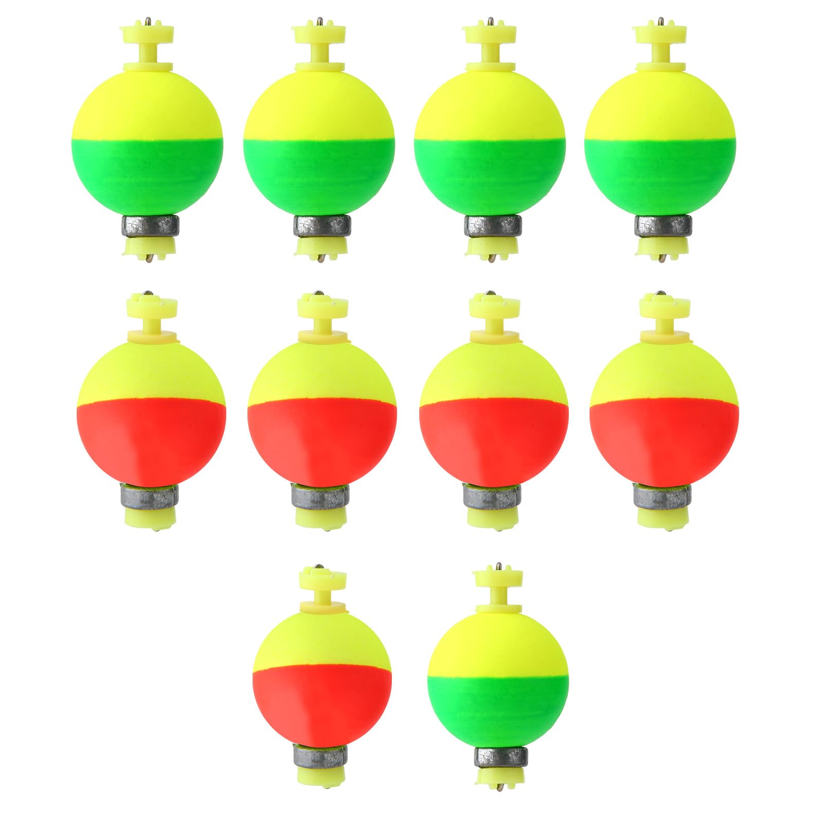 lasuroa 10pcs Fishing Bobber Floats, EVA Push Button Round Buoy Snap on Weighted Slip Bobbers Fishing Tackle Accessories for Crappie Bluegill Panfish Bass Trout Catfish Supplies
