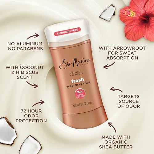 SheaMoisture Deodorant Stick Coconut & Hibiscus Fresh 2.6 oz | Aluminum Free 72 Hour Odor Protection - image 4