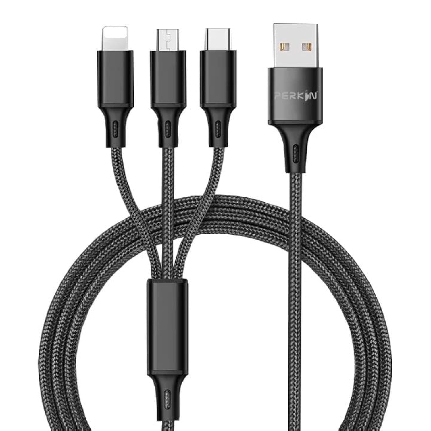 Perkin 3 in 1 charging cable 3 in 1 USB Cable Adapter Multi Cable Nylon USB Cable Fast Charging USB/C to Type C/iPhone Micro