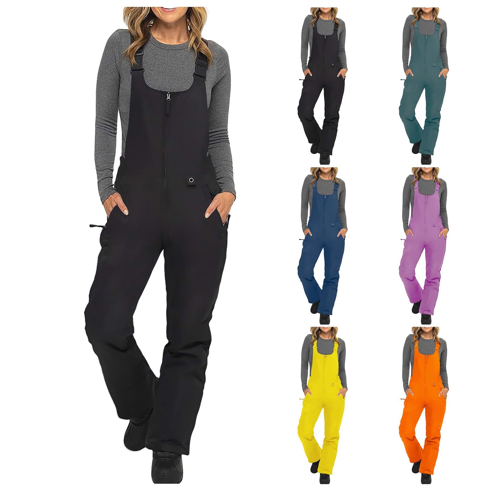 Generisch Zimowe, ciepłe, wiatroszczelne spodnie sportowe na snowboardzie, zimowe spodnie sportowe, wiatroszczelne, ciepłe spodnie narciarskie/kombinezon (4XL, szare)
