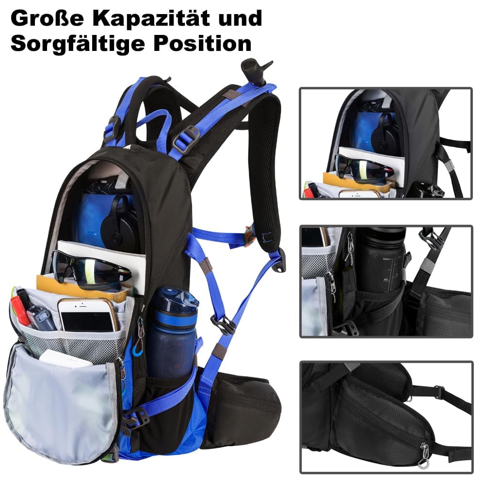 toptrek Mochila de ciclismo impermeable de 20 L, ultraligera para hombre y mujer, con protección contra la lluvia y cubierta para casco, mochilas Mountainike MTB