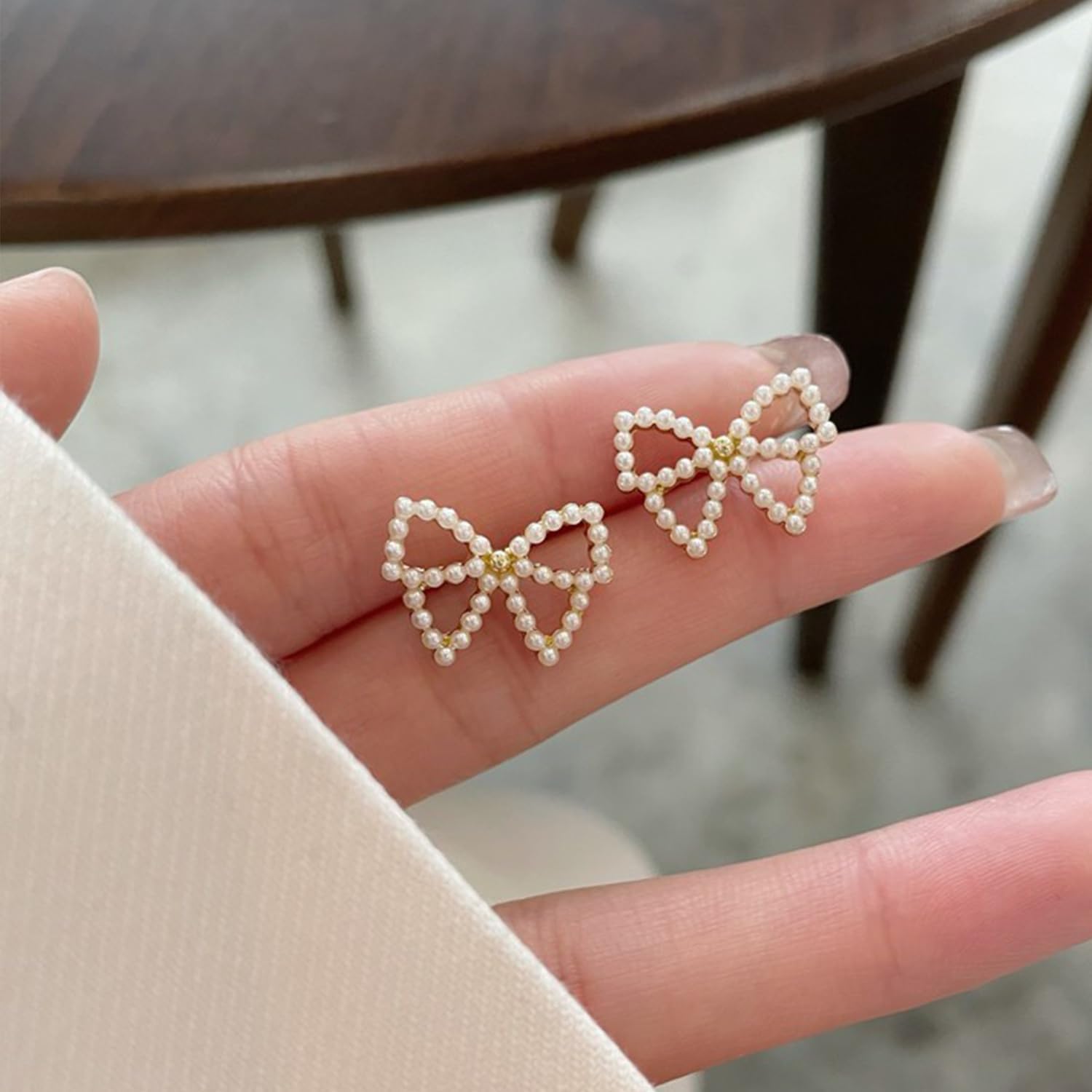 Pearl Bow Earrings for Women Crystal Bow Earrings Pearl stud Earrings for Women Birthday Valentine's Day Jewelry Gift - Image 5