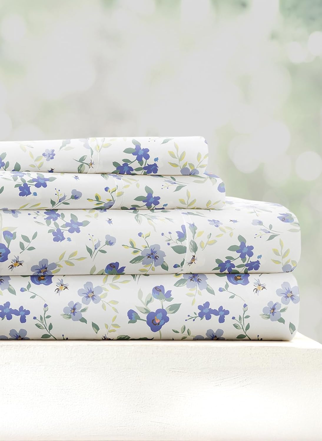 Linen Market 4 Piece Queen Sheet Set - Breathable Double-Brushed Patterned Cooling Sheets Oeko-TEX Certified Ultra Soft Wrinkle-Free