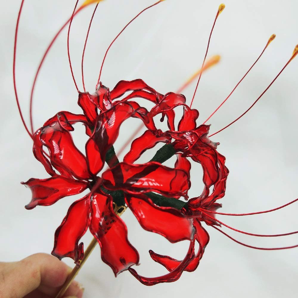 Amazon.co.jp: 美しい 彼岸花 かんざし ヒガンバナ 曼珠沙華 ディップ