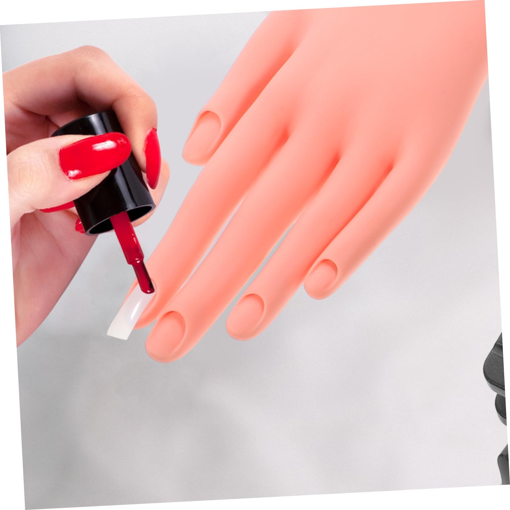 Mano Artificiale per Manicure con 100 Pezzi Unghie Finte in Plastica, Struttura Flessibile e Pratica per Esercitazione Nail Art e Training Professionale