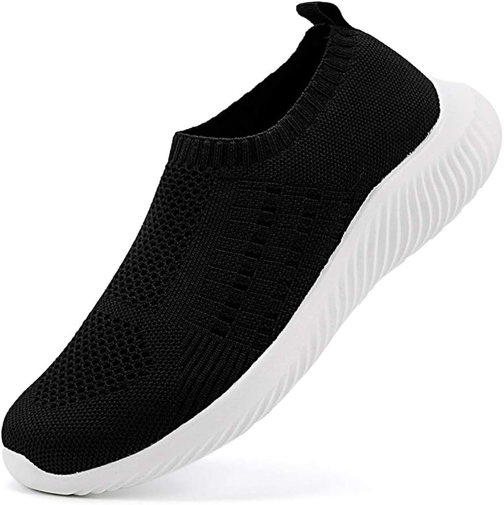Ablanczoom Men's Athletic Walking Shoes Comfortable Lightweight Running Shoes Casual Breathable Knit Slip on Sneakers