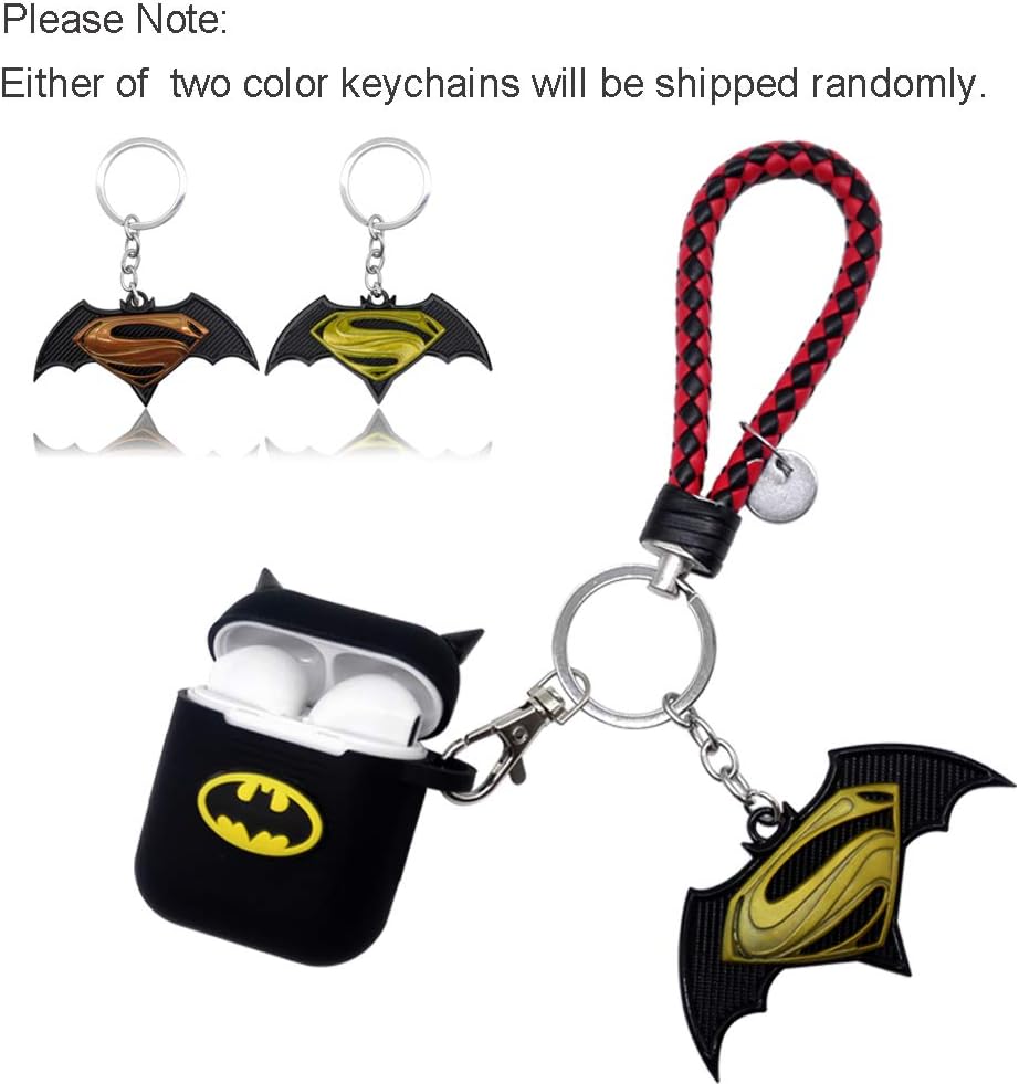 Adobox 3D Cartoon Airpods 1&2 Case Silicone Protective Cover and Skin Compatible with Apple Airpods 1&2 (Golden Batman)