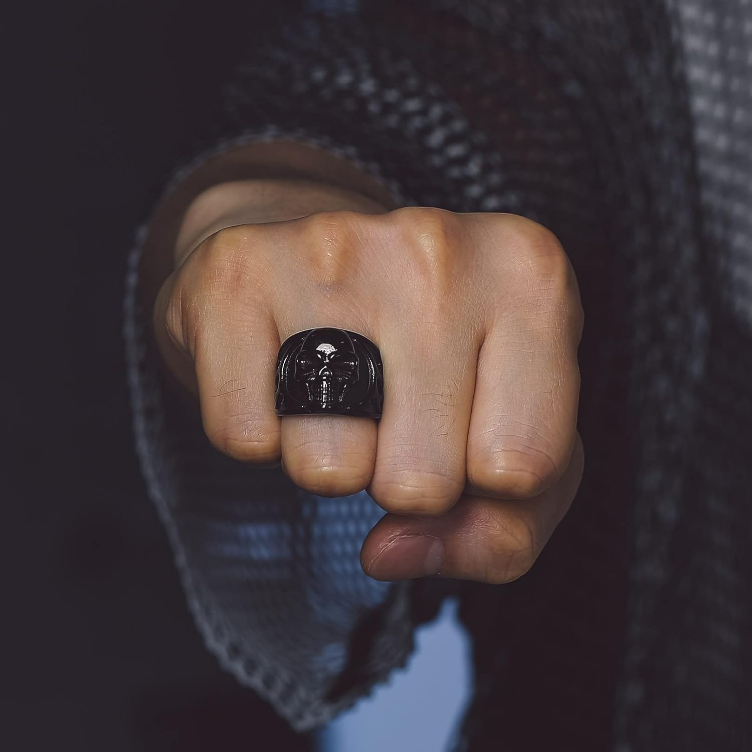 Bandmax Mens Skull Rings, Stainless Steel Skull Skeleton Band Rings for Men Women Gothic Punk Biker Rings Size 7-14 - Image 2