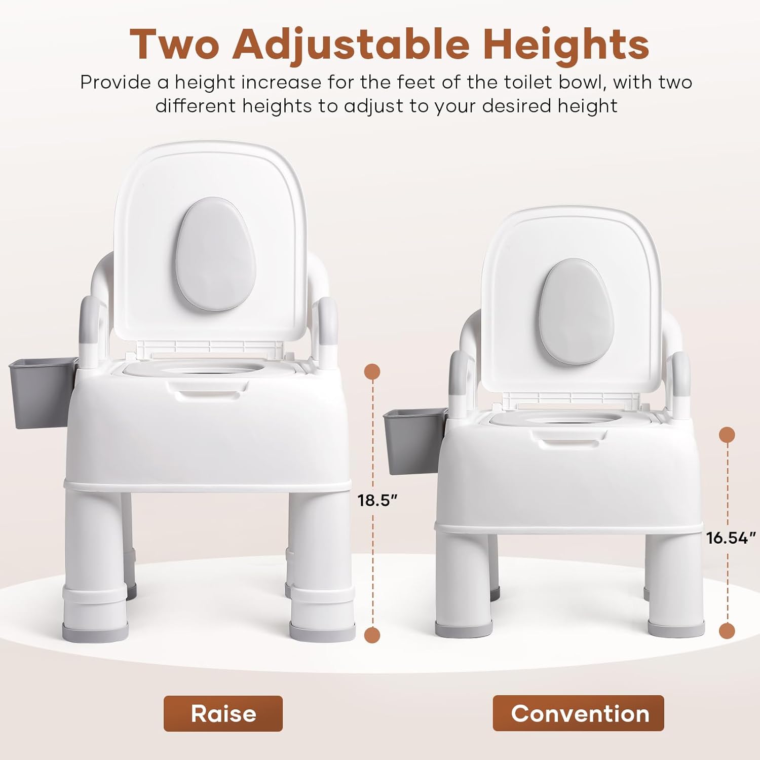 Bedside Commode for Seniors, Portable Commode Chair for Adult, Adjustable Seat Height Toilet Chair, Up 700lbs Heavy Duty Bedside Commodes for Seniors, Patient - Image 3