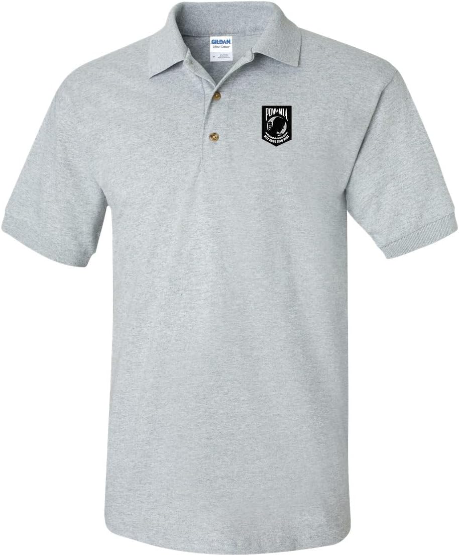 POW MIA Custom Embroidered Golf Polo Shirt, Unisex, Cotton, Short Sleeve, Regular Fit