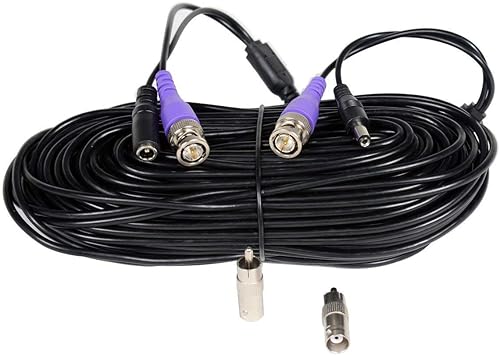 VideoSecu Cable de alimentación de video para cámara de seguridad HD de 100 pies, cable de extensión todo en uno prefabricado con conectores BNC RCA