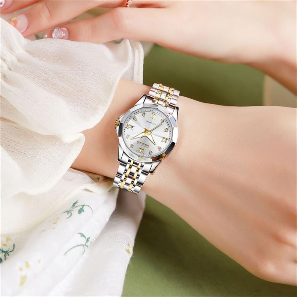 OLEVS Womens Automatic Watches Diamond Stainless Steel Self Winding Ladies Dress Wrist Watches Luminous Waterproof - Image 4
