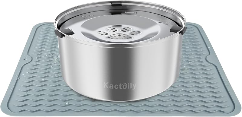 Tigela para Água de Viagem para Cães em Aço Inoxidável com Disco Flutuante e Tapete de Silicone, 3 L kactoily