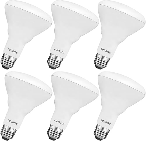 Luxrite 6-Pack BR30 LED Bulb, 65W Equivalent, 3500K Natural White, Dimmable, 650 Lumens, LED Flood Light Bulbs, 8.5W, Energy Star, E26 Medium Base,