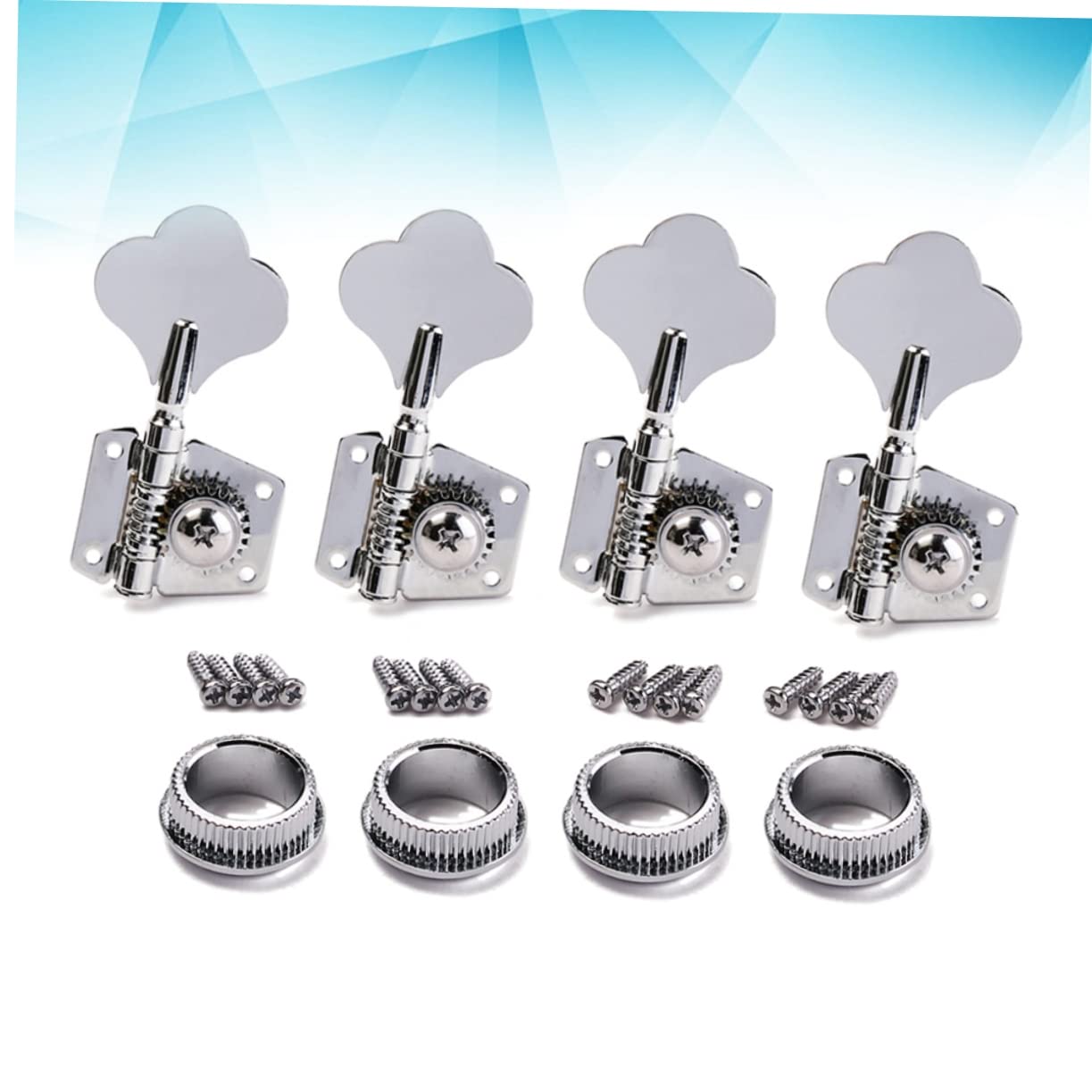 HEMOTON Bass Guitar Tuning Pegs Set Vintage Open Style 4r Tuner Heads for 4 String Bass Guitar Tuners Machine Heads Screws Ferrules