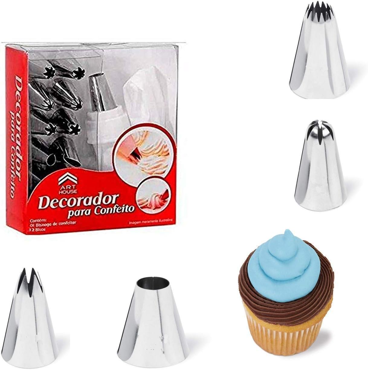 NEOM 12 Piece Cake Decorating Set Frosting Icing Piping Bag Tips with Steel nozzles. Reusable & Washable.