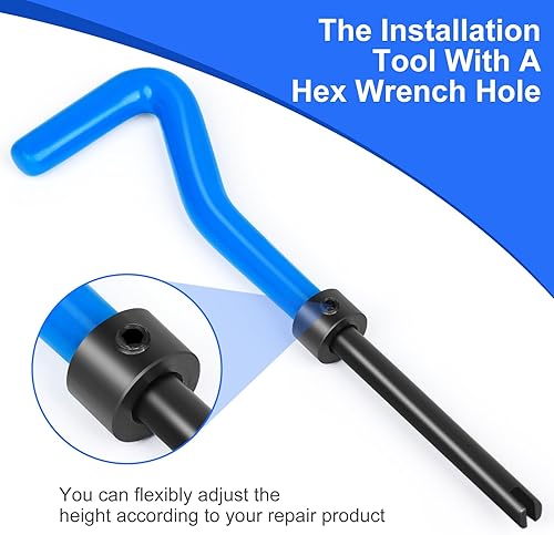 Miniatura 5 de Kit de reparación de roscas SAE de 30 piezas de 516-18 pulgadas, kit de reparación de helicoil con taladro HSS, herramientas de reenhebrado para