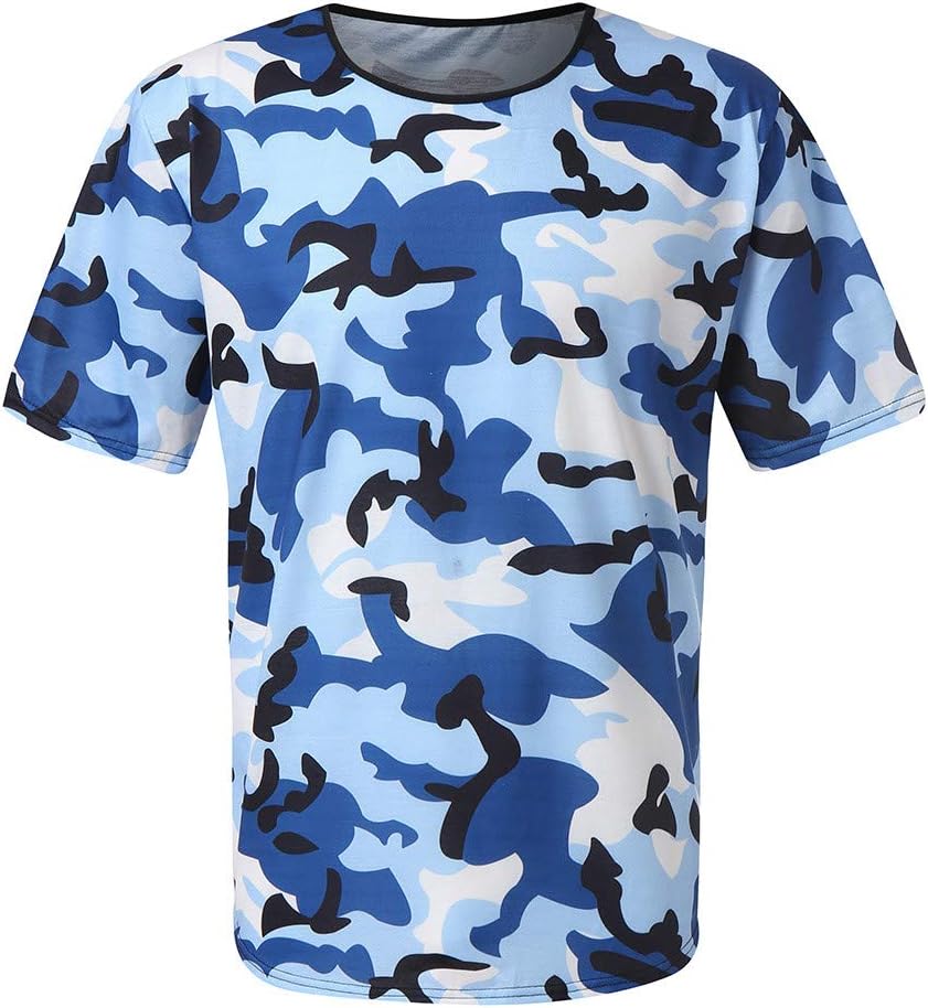 Mens Summer t Shirts Short Sleeve,Fashionable Men's Camouflage Compression Crossfit T-Shirt Men Fitness Elastic Shirt