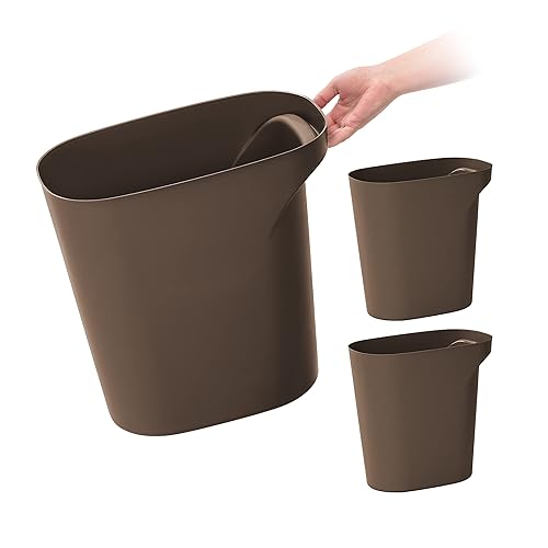 IRIS USA - Botes de basura de plástico de 6 galones 24 cuartos de galón para el hogar, oficina, dormitorio, baño, marrón, paquete de 3