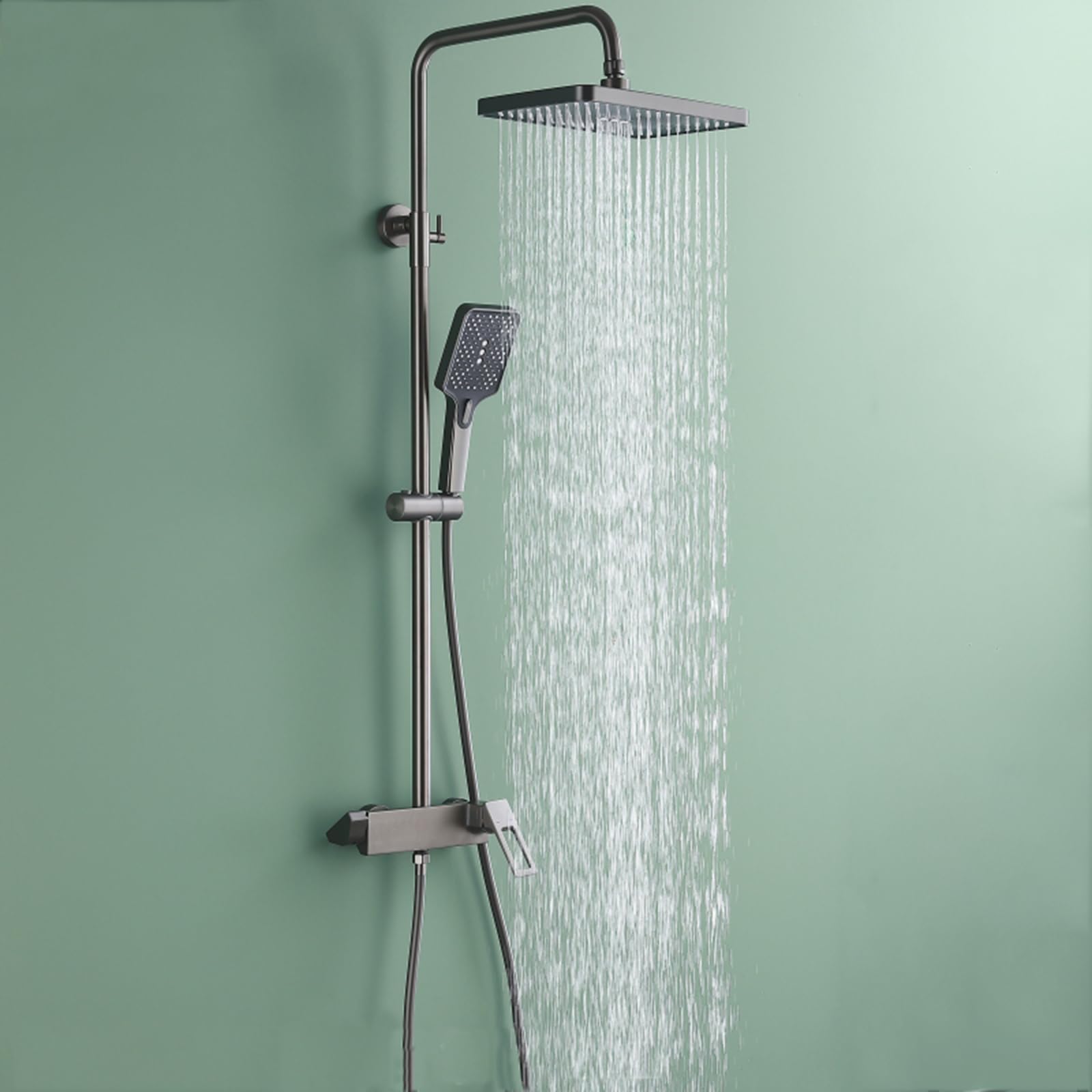 Colonne de douche avec douchette 3 modes pivotante à 360° gris