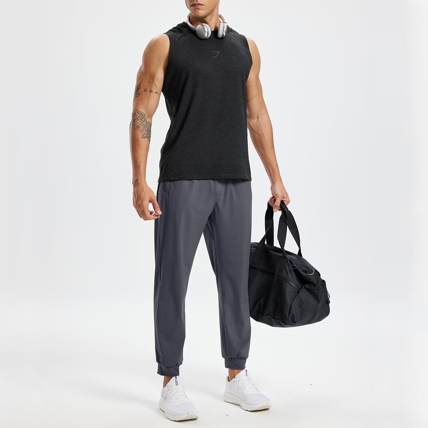 Mens Athletic Pants with Zipper Pockets Running Joggers Workout Sweatpants Gym Athletic Casual - Image 4