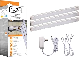 PureOptics LED Under Cabinet Lighting Kit, 3-Bars, 9 Inches Each, DIY Tool-Free Installation, Warm White, 2700K, 1080 Lumens, 15 Watts, Home Accent (LEDUC9-3WK)