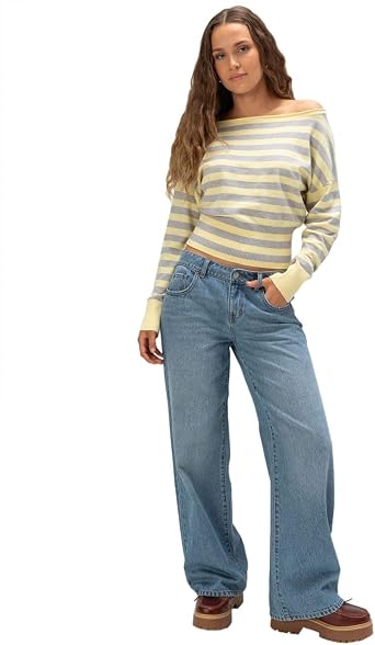 Rsq Womens Fold Over Waistband Baggy Jeans