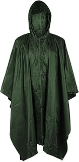 HACER Hooded Raincoat Hooded Universal Outdoor Water Resistant Portable Rainwear Suit for Men Women Boys & Girls (Dark Green) Price In India
