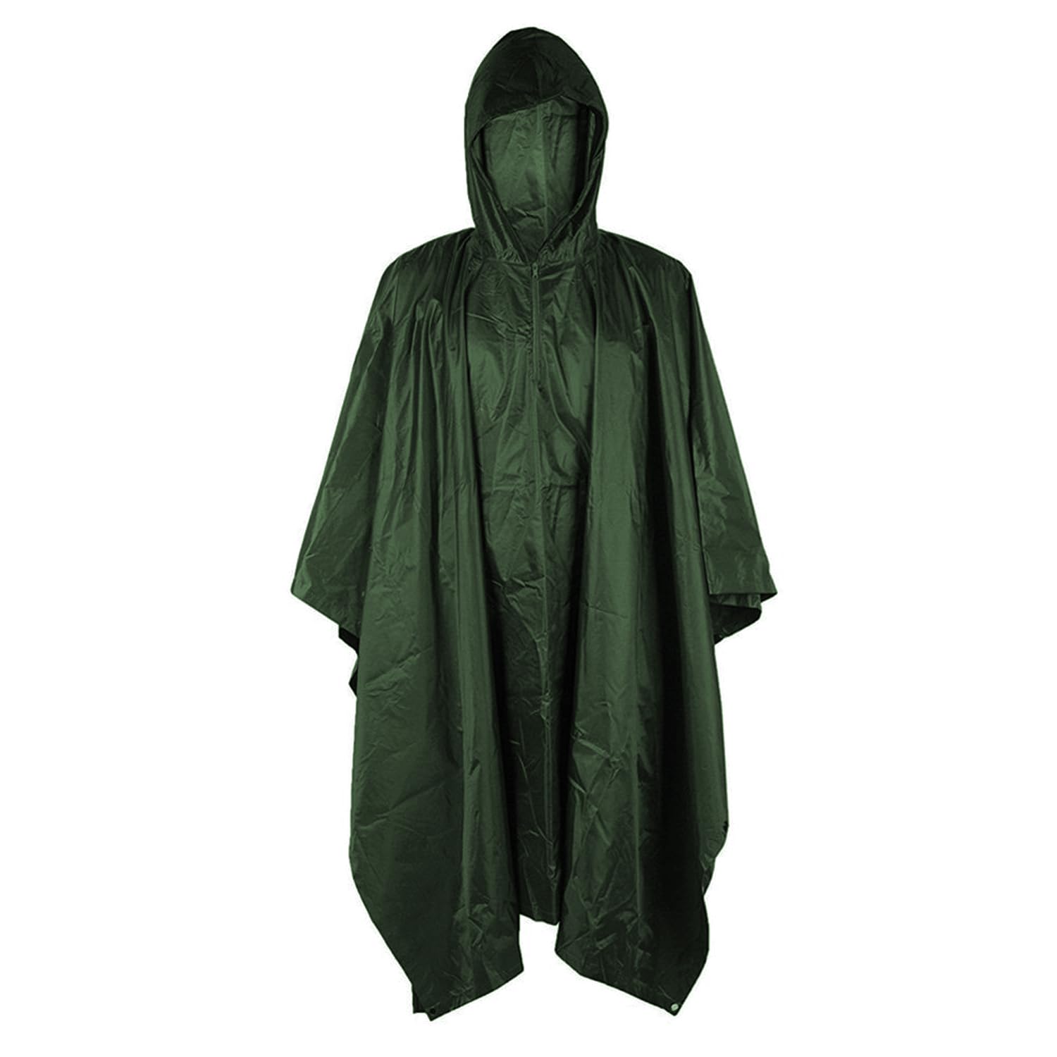 Camping Poncho Raincoat Hooded Water Resistant Rain Jacket with Sleeves for Women Men Rainy Season Travel - Green