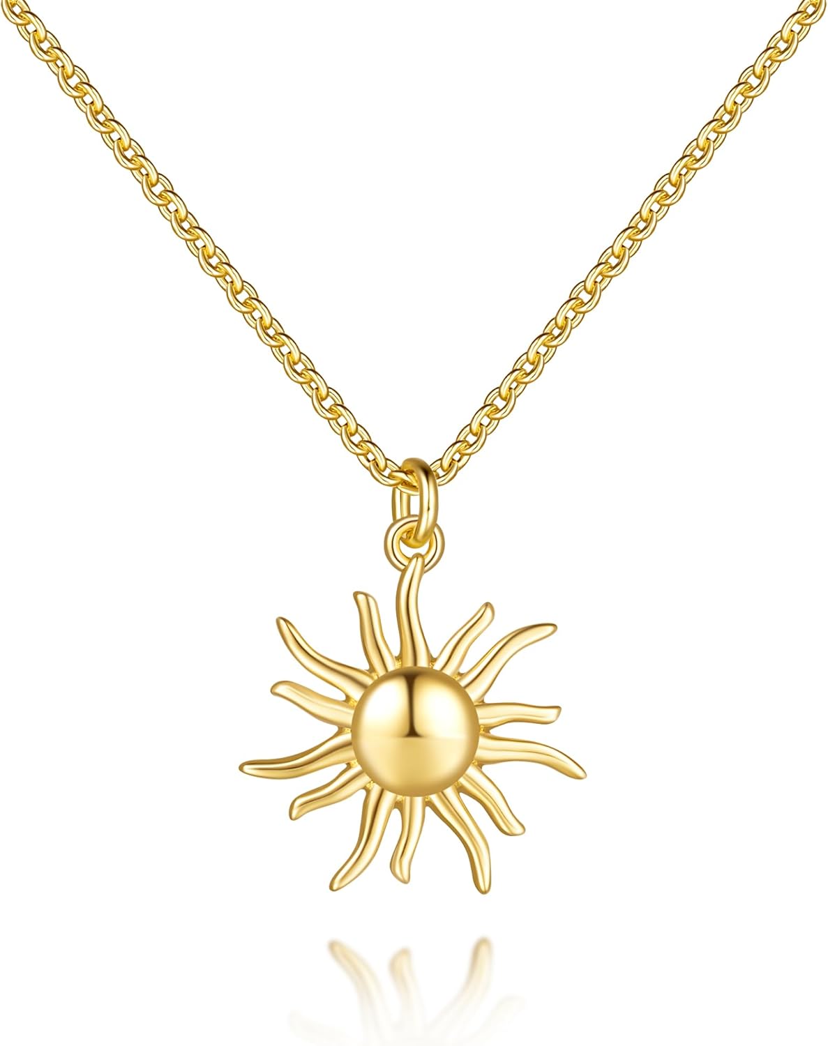 14K Gold Necklaces for Women Gold Necklace for Women Trendy Sun Necklace Bright Enchanting and Full of Charm Sun Pendant Necklaces for Womens