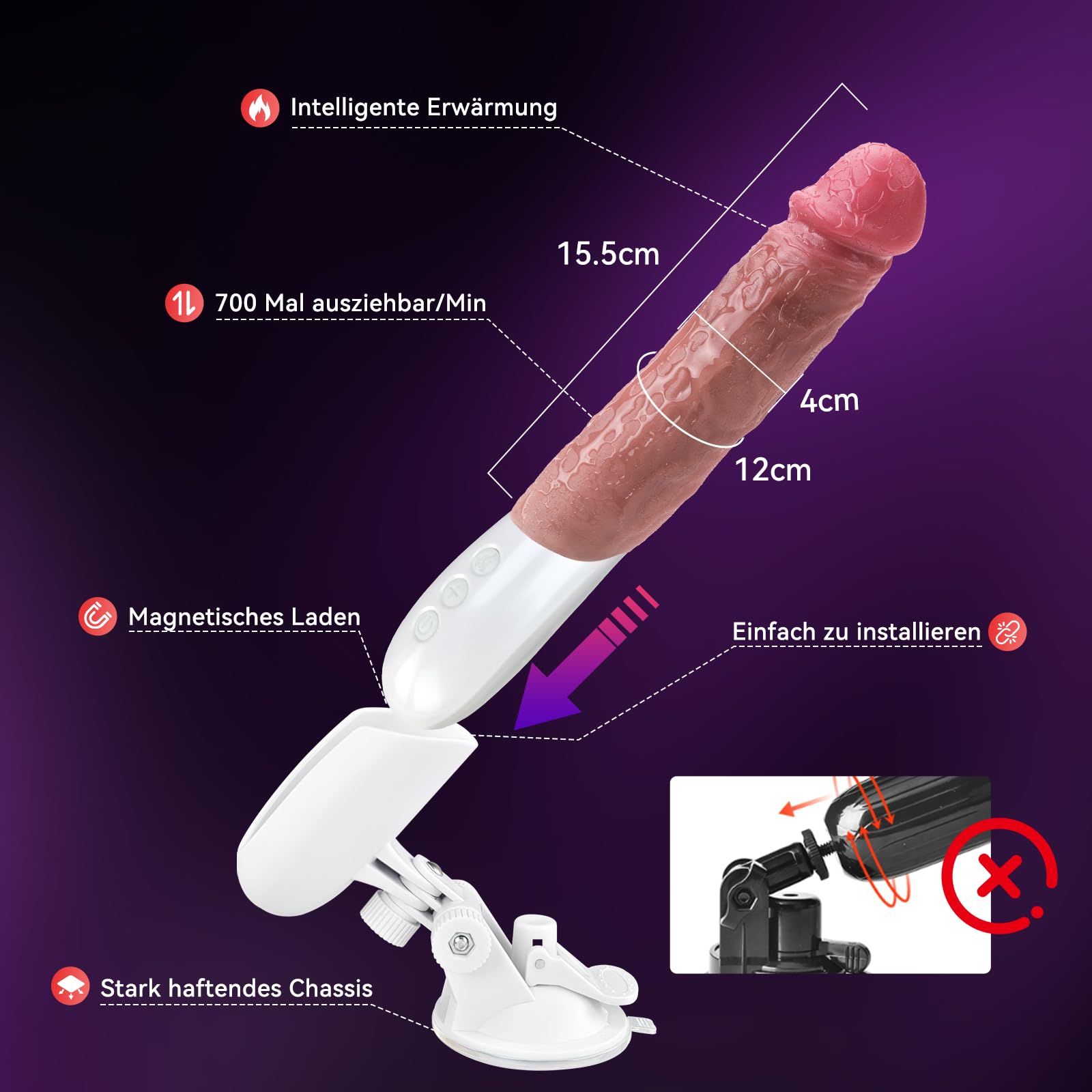 Dildo Realistico Vibratoreper Donna Professionale,Macchina del Sesso Con Telecomando